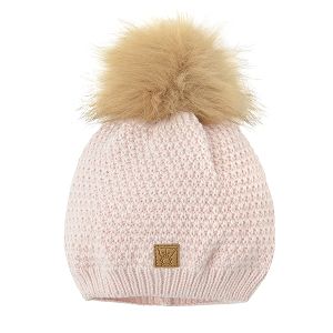 Σκούφος ροζ με pom pom