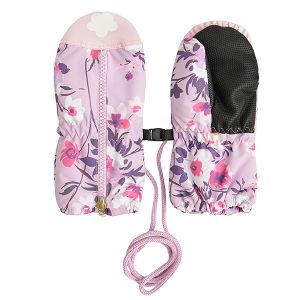 Pink floral ski gloves