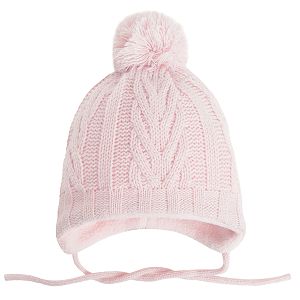 Pink cap with pom pom