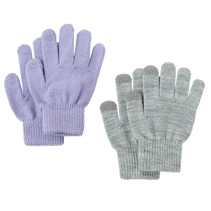 Grey and purple gloves- 2 pack