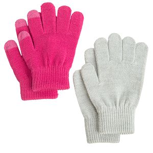 Grey and pink gloves - 2 pack