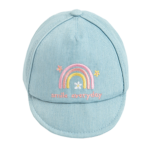 Καπέλο γαλάζιο με κεντημένη στάμπα ουράνιο τόξο SMILE EVERYDAY
