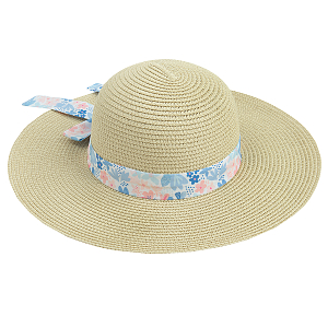 Straw hat with floral band