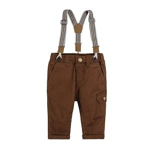 Brown trousers with suspenders