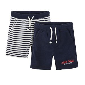 striped dark blue with cord shorts little sailor  2-pack