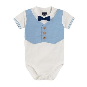 Short sleeve bodysuit with bow tie
