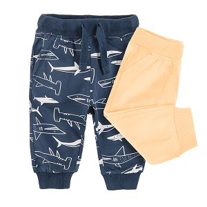 Yellow and blue with sharks jogging pants 2-pack