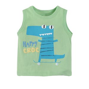 Sleeveless blouse with crocodile print and happy croc print