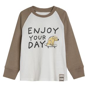 Μπλούζα μακρυμάνικη με στάμπα σκύλος "enjoy your day"