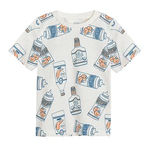 White short sleeve blouse with BBQ sauce print