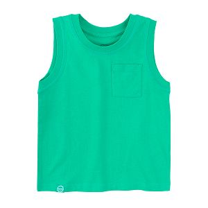 Green sleeveless blouse with chest pocket