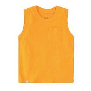 Yellow sleeveless blouse with chest pocket