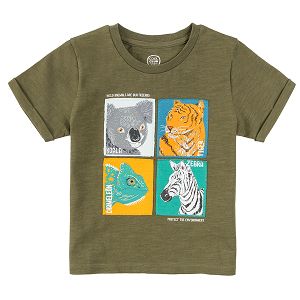 Short sleeve blouse with jungle animals print