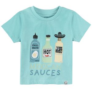 Short sleeve blouse with mexican sauces print