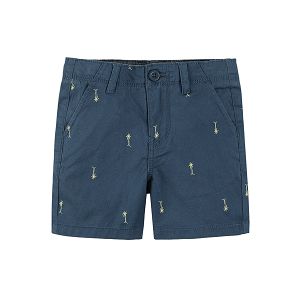 Blue shorts with plam trees print