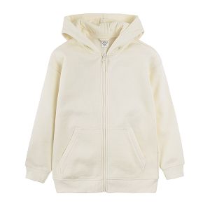 White zip through hoodie with B print on the back