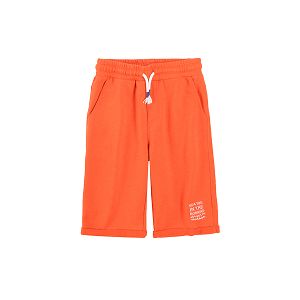 Orange bermuda shorts with sea you in the morning print