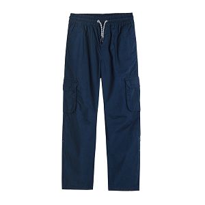 Blue trousers with cord and pockets
