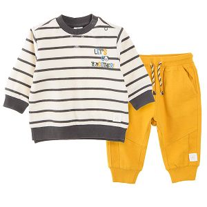 Jogging set stripped sweatshirt LETS GO TOGETHER and yellow jogging pants