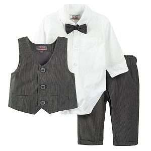 Clothing set long sleeve bodysuit pants and vest