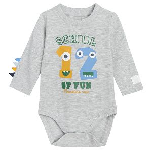 Grey melange long sleeve bodysuit