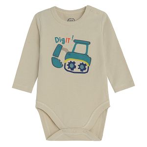 Off white long sleeve bodysuit with truck print