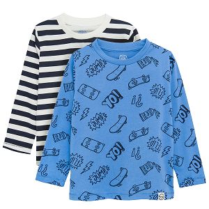 Blue and white long sleeve blouse on Skateboard theme 2 pack