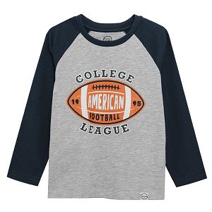 Μπλούζα μακρυμάνικη μπλε γκρι με στάμπα "College American Football Leage"