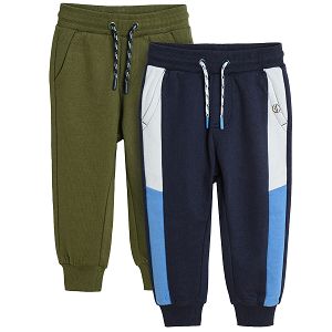 Khaki and blue with cord jogging pants 2 pack