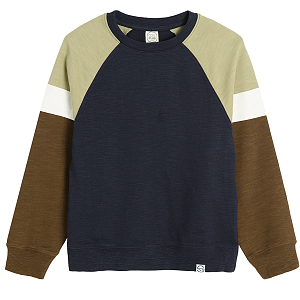 Brown blue long sleeve sweatshirt