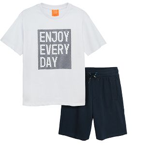 Σετ αθλητικό μπλούζα κοντομάνικη με στάμπα "Enjoy everyday" και σορτς