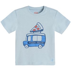 Μπλούζα κοντομάνικη γαλάζια με στάμπα pizza