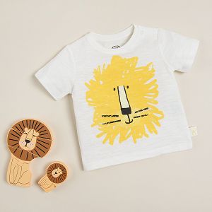White short sleeve T-shirt with lion print
