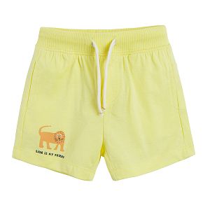 Lime shorts with adjustable waist and Lion is my friend print