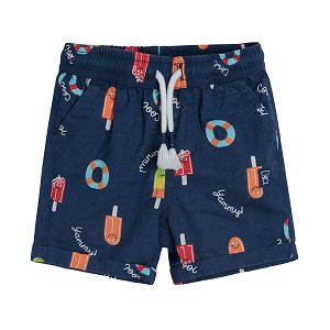 Navy blue shorts with ice-cream prints
