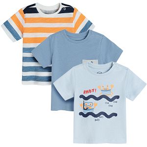 Blue short sleeve T-shirts with summer theme print