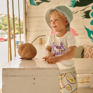 Beige short sleeve bodysuit Fresh and Juicy and shorts with exotic fruit print