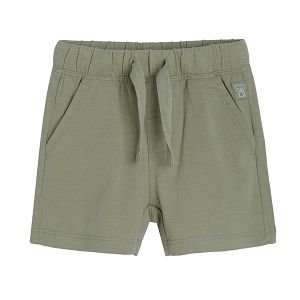 Olive shorts with adjustable waist