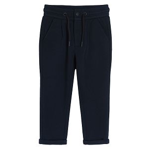 Navy blue trousers with adjustable waist