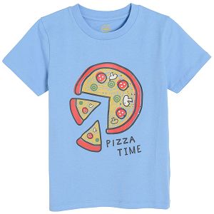 Light blue short sleeve T- shirt with pizza print
