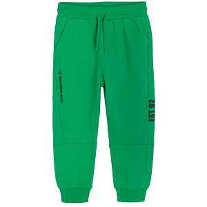 Green jogging pants with adjustable waist