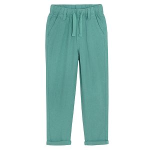 Green trousers with elastic waistband