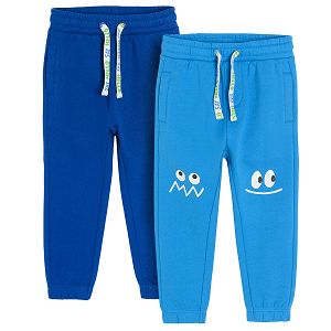 Blue and navy blue jogging pants with adjustable waist 2 pack