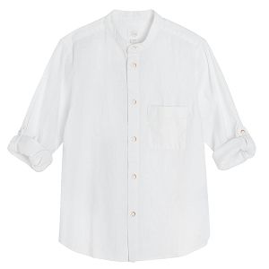 White long sleeve shirt with mao collar
