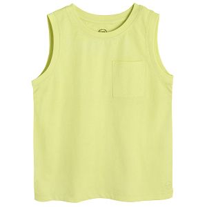 Yellow sleeveless T-shirt with chest pocket