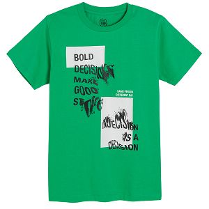 Green short sleeve T-shirt with print