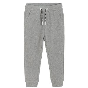 Grey melange jogging pants with adjustable waist