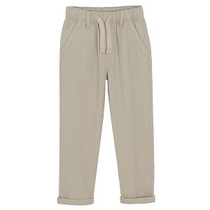 Beige trousers with adjustable waist