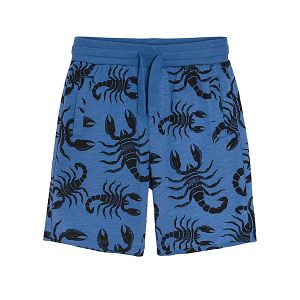 Navy blue shorts with crabs print and adjustable waist