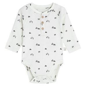 White long sleeve bodysuit with buttons